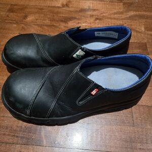 Black Leather Women's Steel Toe Shoes CSA Certified Size 8.5